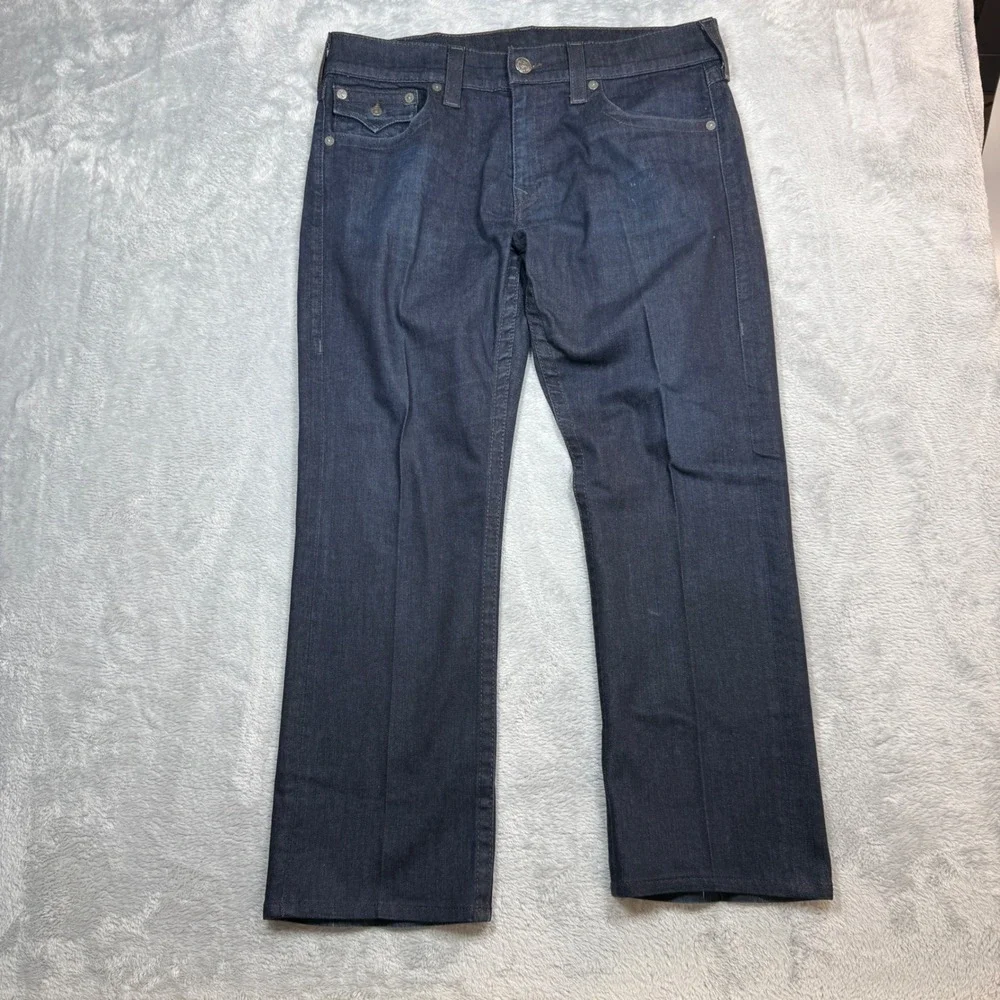 True Religion Ricky Jeans Mens 36 (Fits 38x28) Dark Wash Straight Corduroy Y2K